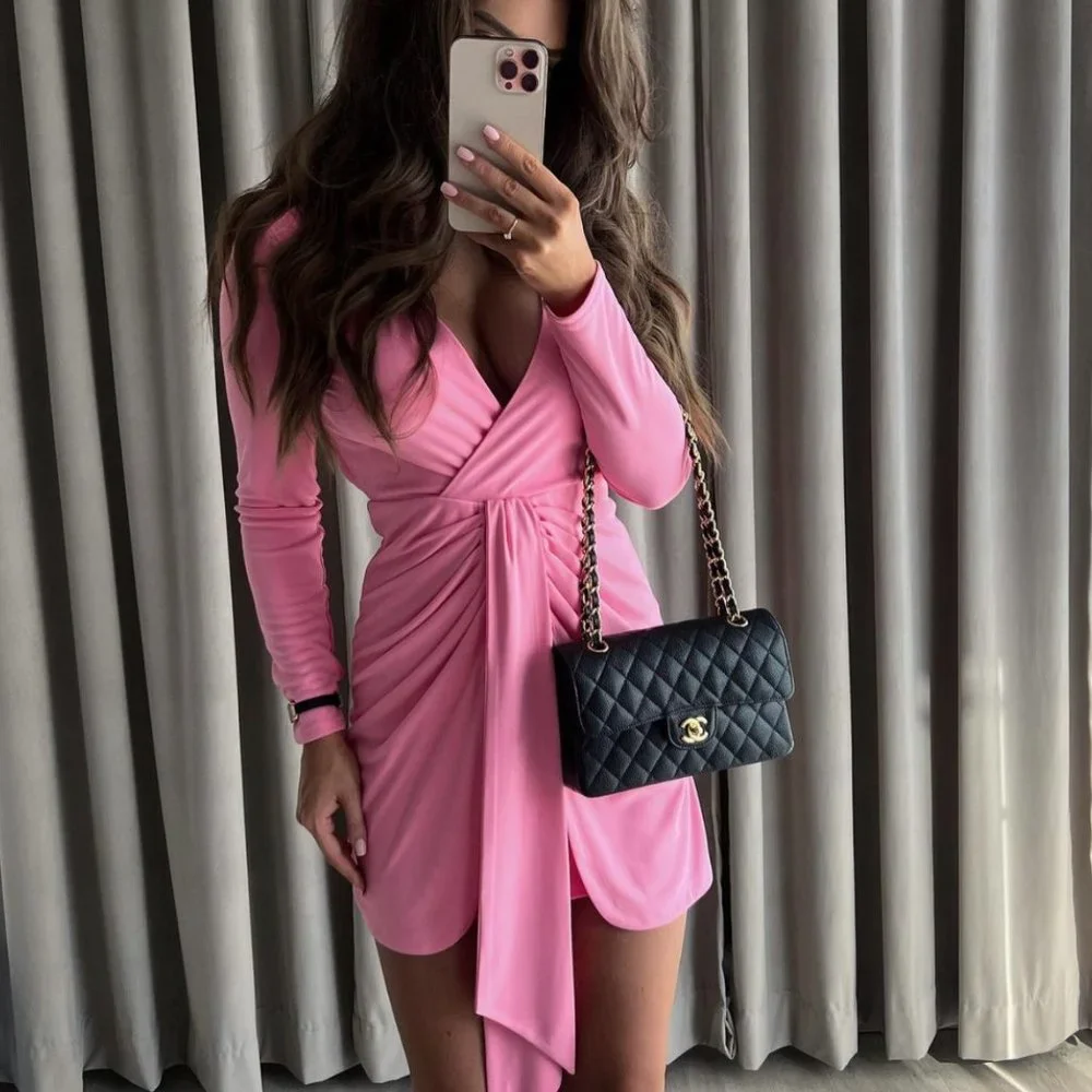 NWT_ZARA WOMAN SS22 DRAPED KNOTTED DRESS PINK SHOULDER PADS 2780/636_ALL SIZES - Picture 4 of 9